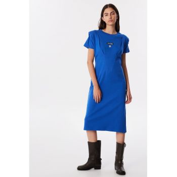 Rochie midi din bumbac cu croiala dreapta