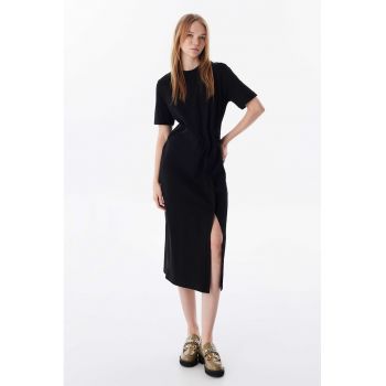 Rochie midi din bumbac cu slit