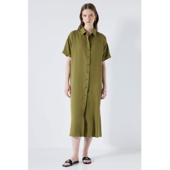 Rochie midi din lyocell cu maneci cazute