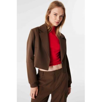 Sacou crop cu revere decupate