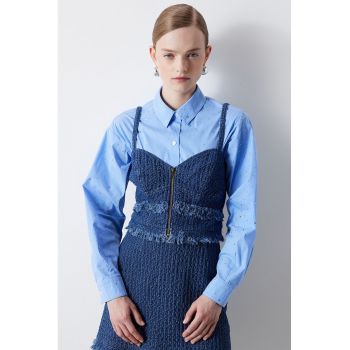Top crop cu decolteu in V