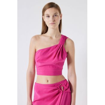 Top crop din amestec de modal cu model asimetric