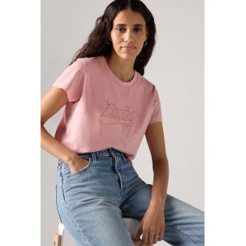 Tricou de bumbac cu logo in relief