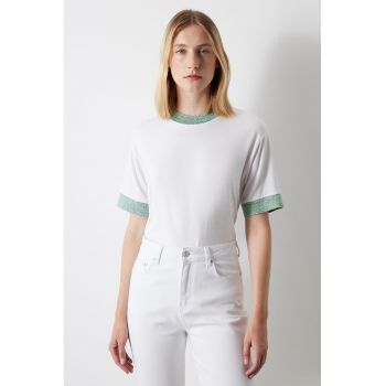 Tricou din amestec de modal cu garnituri contrastante