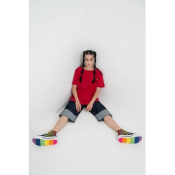 Tricou lejer cu broderie text