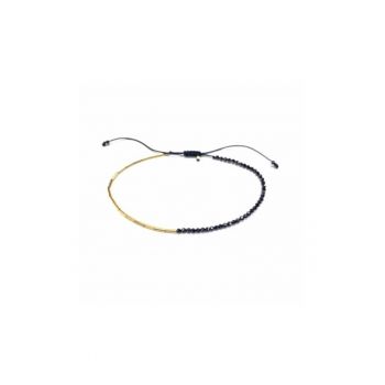 Bratara  Alternance in Black - reglabila - din aur filat de 14k/20 si spinel negru fatetat