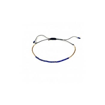 Bratara  Deep Sea Blue - reglabila - din aur filat de 14k/20 si lapislazuli