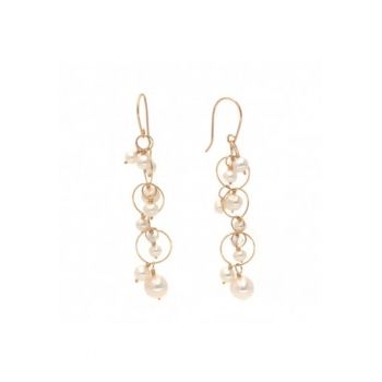 Cercei Pearls Circus - lungi - cu perle de cultura albe si fir din aur filat de 14k/20 Cercei Pearls Circus - lungi - cu perle de cultura albe si fir din aur filat de 14k/20