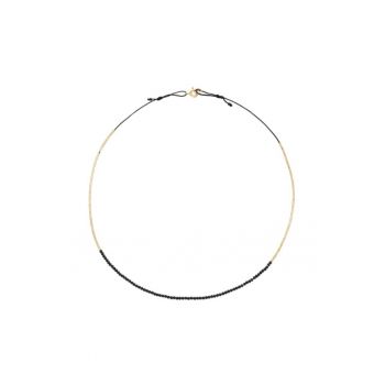 Colier Caviar Black - la baza gatului - reglabil - cu spinel negru fatetat si elemente de aur filat de 14k/20 Colier Caviar Black - la baza gatului - reglabil - cu spinel negru fatetat si elemente de aur filat de 14k/20