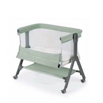 Patut Sempreconte Air Beige, co-sleeper 2 in 1 cu laterala culisanta, setare unghiulara, roti, geanta voiaj, reglabil in 8 pozitii pe inaltime
