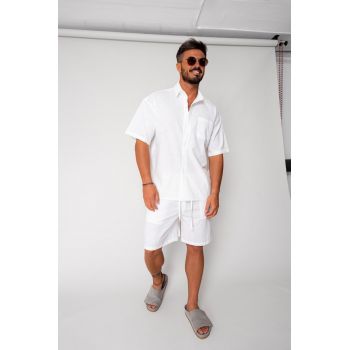 Set Vento camasa si pantalon scurt White 17419