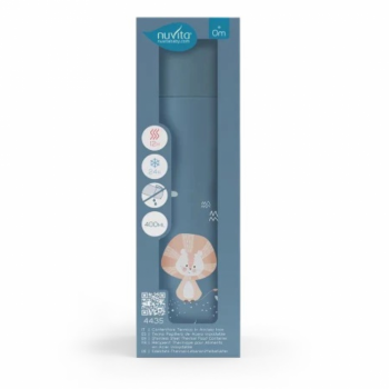 Termos din otel inoxidabil Nuvita Powder Blue cu 2 recipiente interne 400 ml