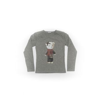 Bluza cu imprimeu ursulet - fete -  din bumbac - 17820-1 - Gri -