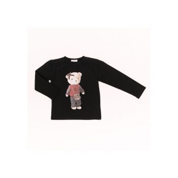 Bluza cu model ursulet -  17820-2 - Negru -