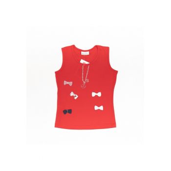 Bluza fara maneci - din bumbac -  Papion - 21430-2 - Rosu -