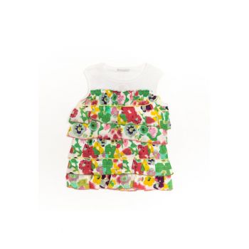 Bluza fara maneci inflorata - fete -  cu volanase - 32430