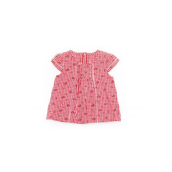 Bluza in carouri - fetite -  din bumbac - 40241 - Rosu -