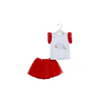 Compleu cu fustita din tulle -  2 piese - TKK7112 - Rosu -