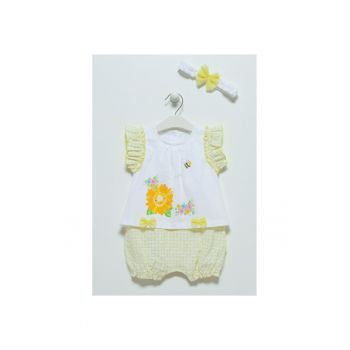 Compleu de vara bebe - cu bentita - galben - TK7113 Compleu de vara bebe - cu bentita - galben - TK7113