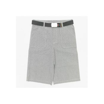 Pantaloni scurti si curea - din bumbac - 22322 - Gri -