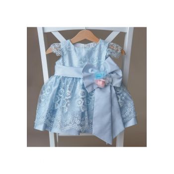 Rochita Eleganta -  - pentru Fetite - cu Fundita si Bentita Asortata - 33227