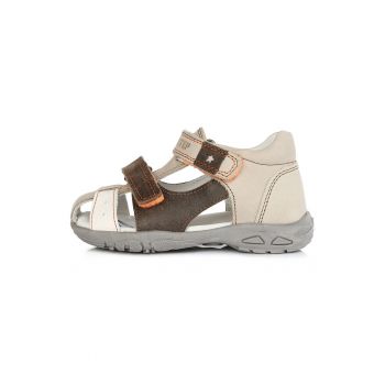 Sandale Baietei -  din Piele - cu Scai - Flexibile - Maro - AC290-7003 - 19 - Maro