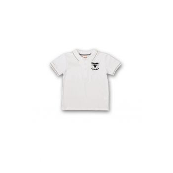 Tricou cu nasturi copii - din bumbac - 43330-1 - Alb -