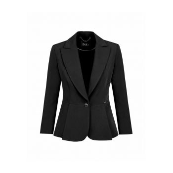 Blazer cu pliu inversat si revere ascutite - Negru