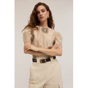 Bluza crop din amestec de lyocell
