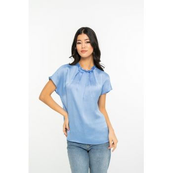 Bluza cu maneci scurte si pliuri Cloe