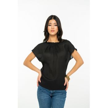Bluza cu maneci scurte si pliuri Cloe