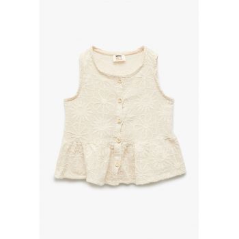 Bluza de bumbac cu decolteu rotund