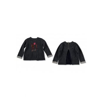Bluza fetite -  cu fermoar la spate - 32871 - Gri inchis -
