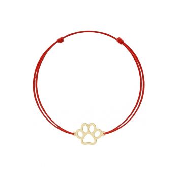 Bratara cu pandantiv Labuta din AUR 14K 585 - snur rosu reglabil - aur galben