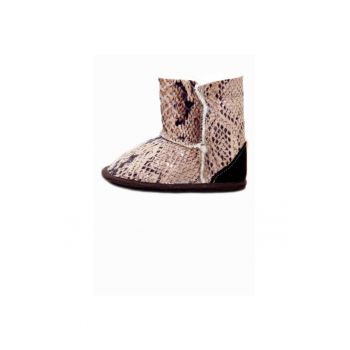 Cizme nou nascuti din piele -  imblanite - 50779-072 - 17 - Maro