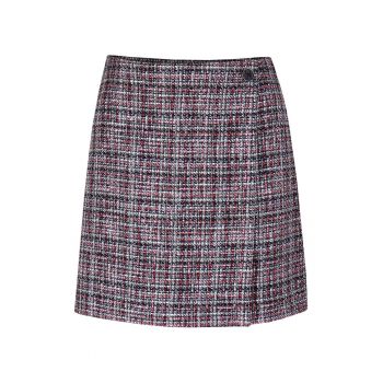 Fusta-pantalon cu aspect de tweed si design petrecut -  Gri