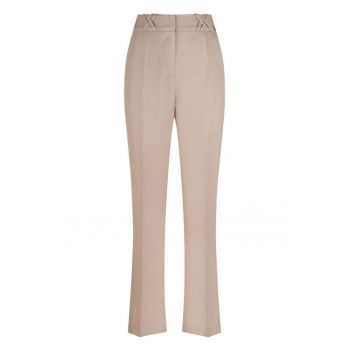Pantaloni drepti din amestec de in - cu talie inalta