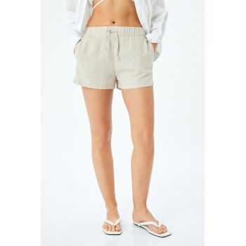Pantaloni scurti din amestec de in cu snur de ajustare in talie
