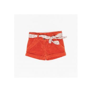 Pantaloni scurti fetite -  cu curea - portocalii - 43822 - 56 cm - Portocaliu