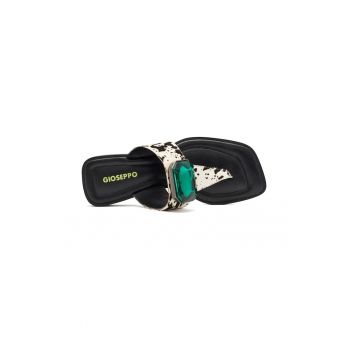 Papuci flip-flop din piele cu varf patrat