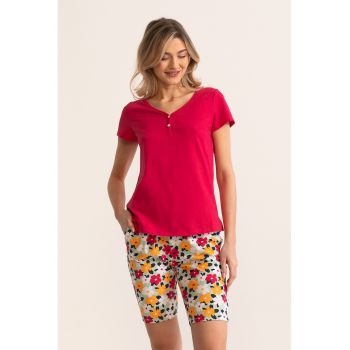 Pijama cu pantaloni scurti si imprimeu floral Misha