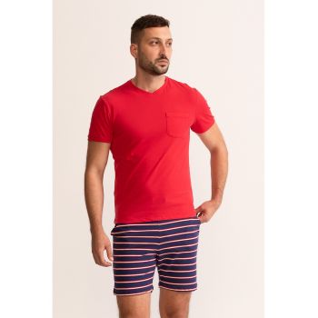 Pijama cu pantaloni scurti si model in dungi Maurice