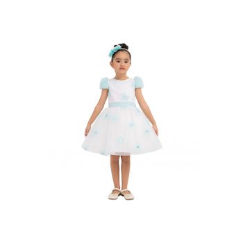 Rochita Eleganta Fetite -  - cu Flori Aplicate - Bentita Asortata - 33319