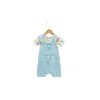 Salopeta baietei - cu tricou -  SLE8098 - Albastru deschis - 74 cm