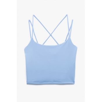 Top crop cu bretele incrucisate pe spate