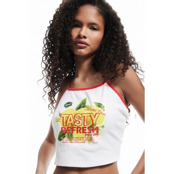 Top crop cu imprimeu grafic
