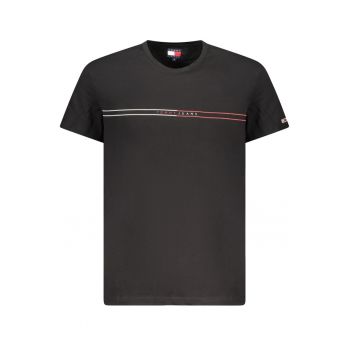 Tricou barbati - cu imprimeu si mini logo pe maneca - Slim Fit