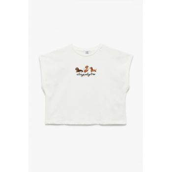 Tricou crop cu imprimeu