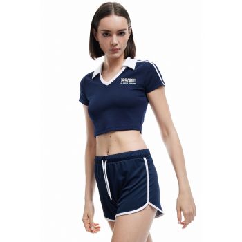 Tricou crop polo