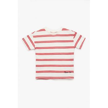 Tricou cu decolteu la baza gatului si dungi